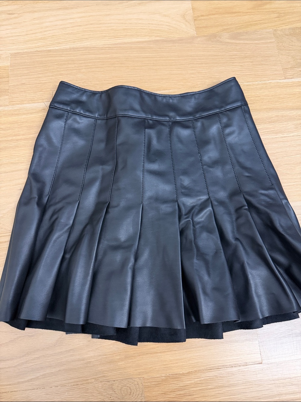 Abercrombie & Fitch Black Faux Leather Skater Skirt